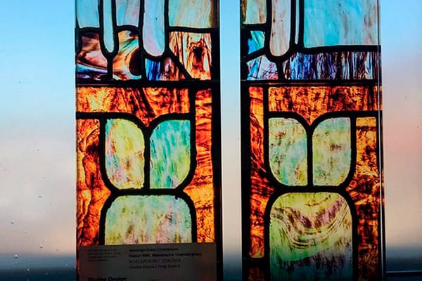 A piece of artwork designed by CallisonRTKL and printed on a glass window in Baylor Scott & White Healthin by Skyline Design, the industry-leading architectural glass manufacturer.