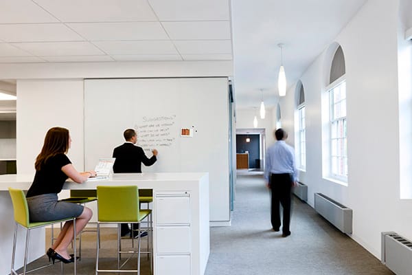 A botanical custom glass Vitracolor Back-Painted on a glassboard in the office of a Consulting Corporate Company by Skyline Design, the industry-leading architectural glass manufacturer.